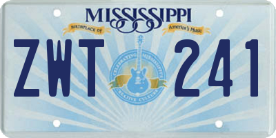 MS license plate ZWT241