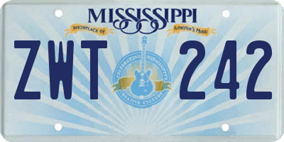 MS license plate ZWT242