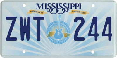 MS license plate ZWT244