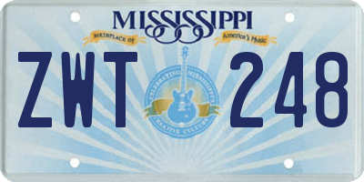 MS license plate ZWT248