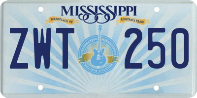 MS license plate ZWT250