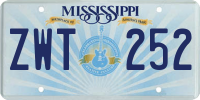 MS license plate ZWT252