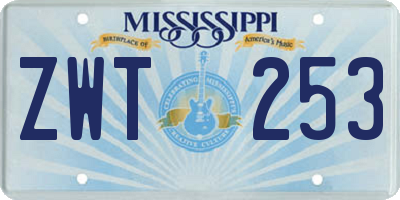 MS license plate ZWT253