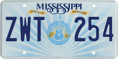 MS license plate ZWT254
