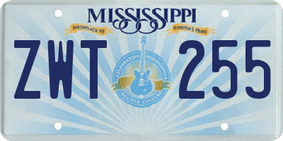 MS license plate ZWT255