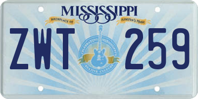 MS license plate ZWT259