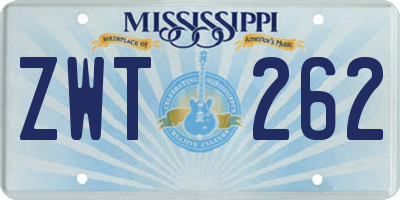 MS license plate ZWT262