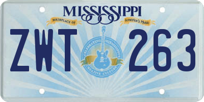 MS license plate ZWT263