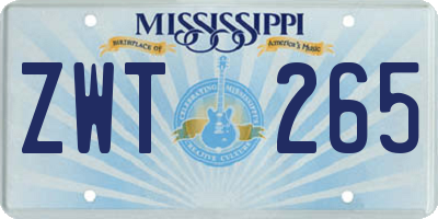 MS license plate ZWT265
