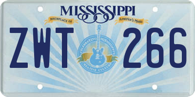 MS license plate ZWT266