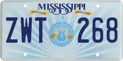 MS license plate ZWT268