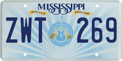 MS license plate ZWT269