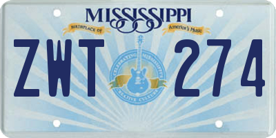 MS license plate ZWT274