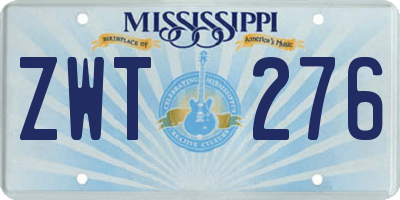 MS license plate ZWT276