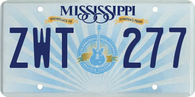 MS license plate ZWT277