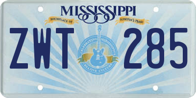 MS license plate ZWT285