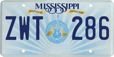 MS license plate ZWT286