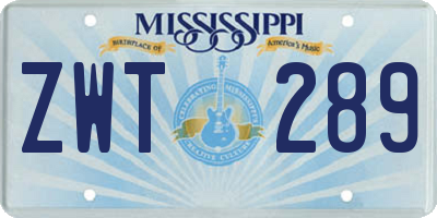 MS license plate ZWT289