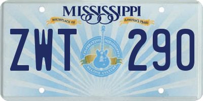 MS license plate ZWT290