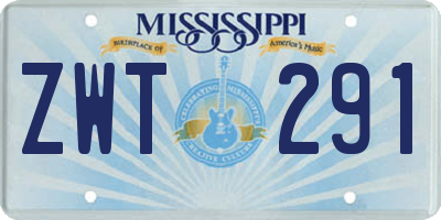 MS license plate ZWT291