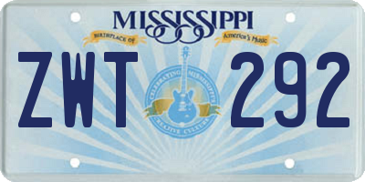 MS license plate ZWT292