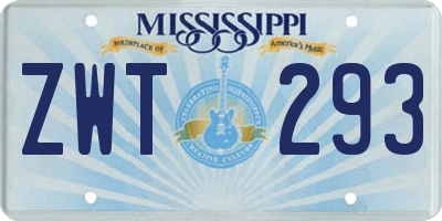 MS license plate ZWT293