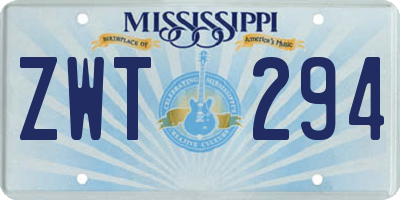 MS license plate ZWT294