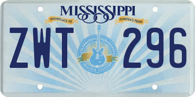 MS license plate ZWT296