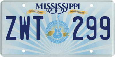 MS license plate ZWT299