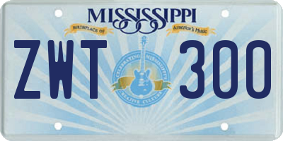 MS license plate ZWT300