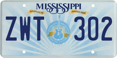 MS license plate ZWT302