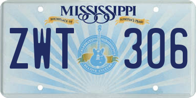 MS license plate ZWT306