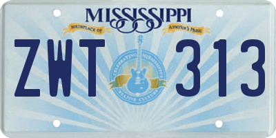 MS license plate ZWT313
