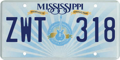 MS license plate ZWT318
