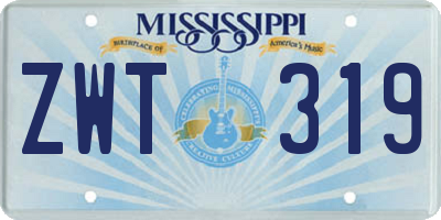 MS license plate ZWT319