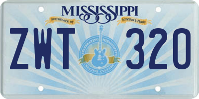 MS license plate ZWT320