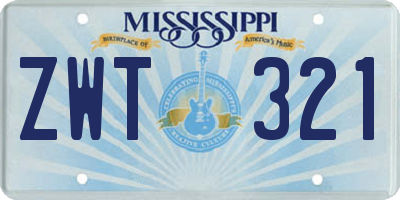 MS license plate ZWT321