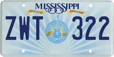 MS license plate ZWT322