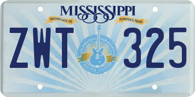 MS license plate ZWT325