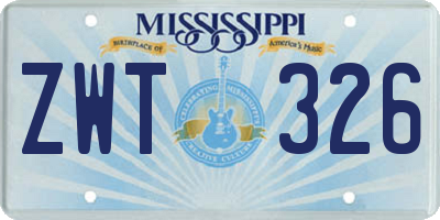 MS license plate ZWT326