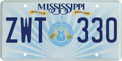 MS license plate ZWT330