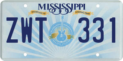 MS license plate ZWT331