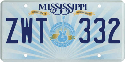 MS license plate ZWT332