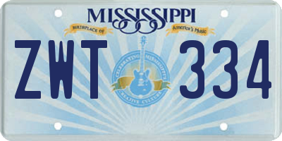 MS license plate ZWT334