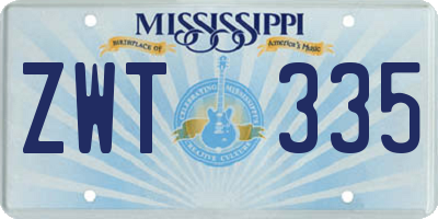 MS license plate ZWT335