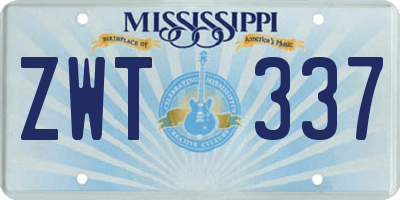 MS license plate ZWT337