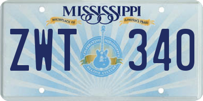 MS license plate ZWT340