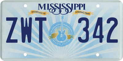 MS license plate ZWT342