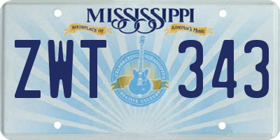 MS license plate ZWT343