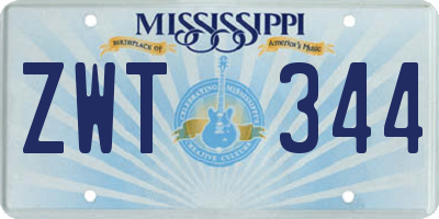 MS license plate ZWT344